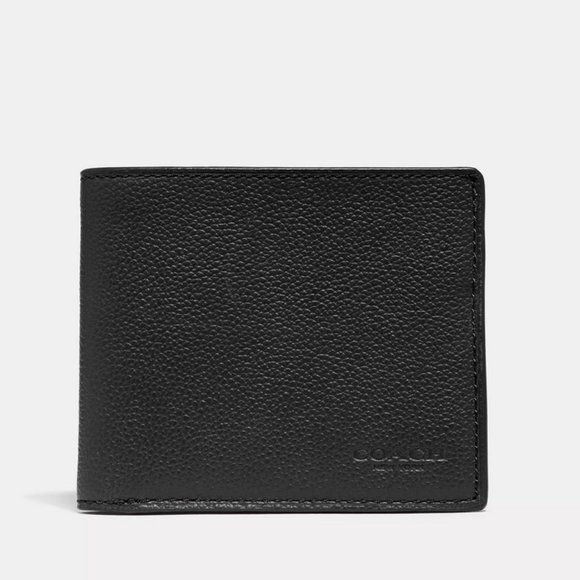 Coach Id Billfold Wallet - Black Smooth Calf Leather - NWT F67630